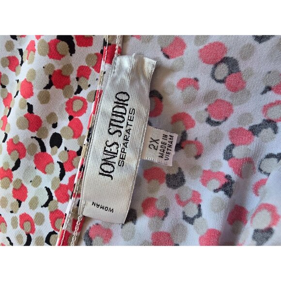 Jones Studio Womens Sleeveless Dotted Blouse 2X Pink & Black - Picture 5 of 7